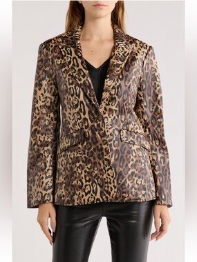 Cinq a Sept Cheyenne Leopard Print Faux Jacket